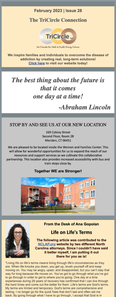 partial screenshot of feb 2023 newsletter